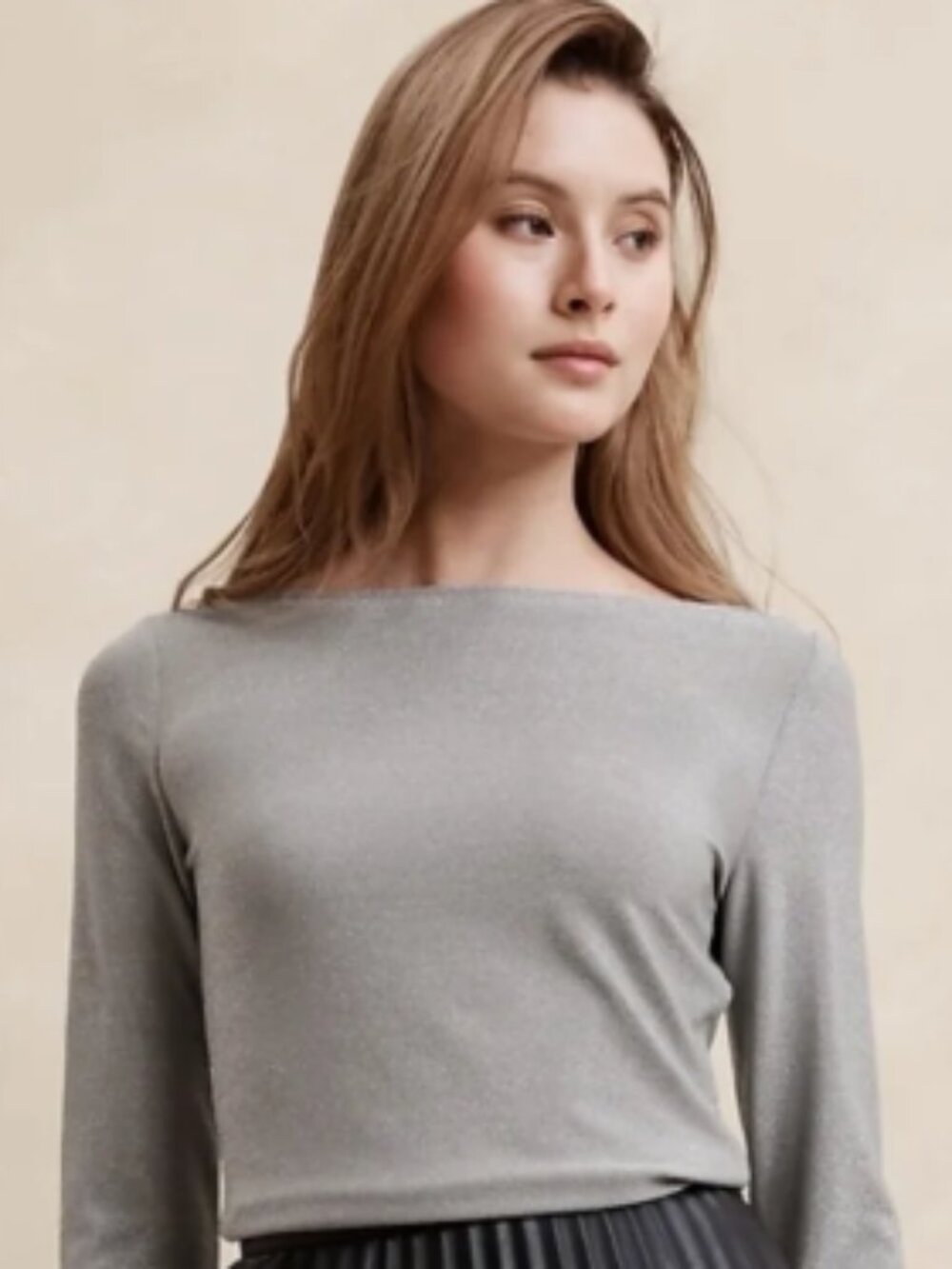NWT Banana Republic Sparkle Boatneck Top – XXL - SILVER